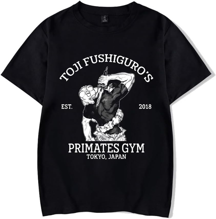 Vintage Washed Cotton Anime Graphic T-Shirt, Short Sleeve, Black, S-3XL