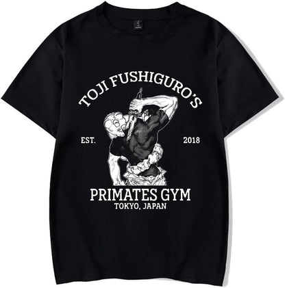 Vintage Washed Cotton Anime Graphic T-Shirt, Short Sleeve, Black, S-3XL
