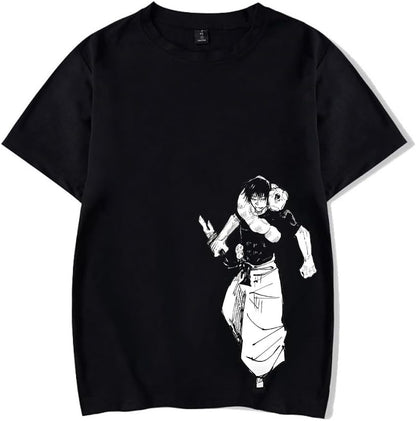 Vintage Washed Cotton Anime Graphic T-Shirt, Short Sleeve, Black, S-3XL