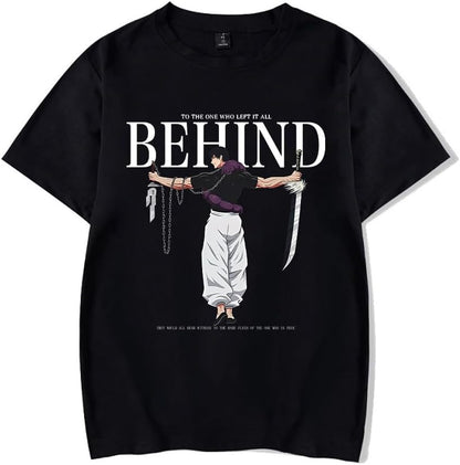 Vintage Washed Cotton Anime Graphic T-Shirt, Short Sleeve, Black, S-3XL